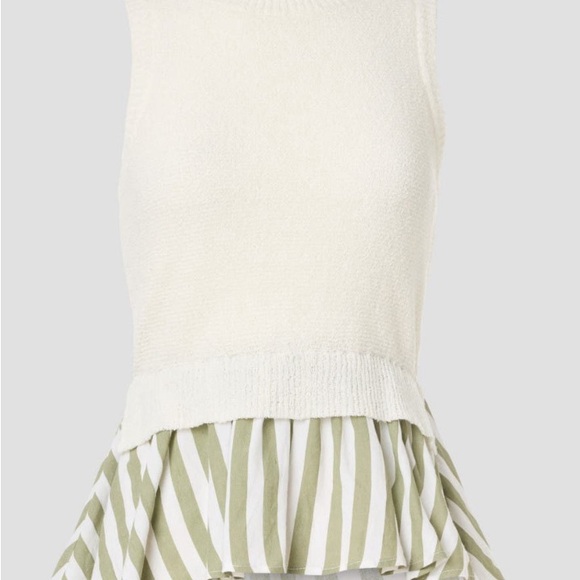 En Saison Cream and Green Tank Top - Picture 1 of 2